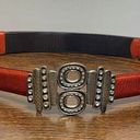 Chico's , leather silver jeweled slide fit belt size small/medium ￼ Photo 0