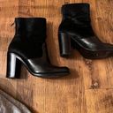 ALL Saints Black Leather Back Zip Ankle Boots Cow hide fur Size 7.5 Photo 2