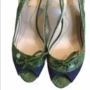 Tod's  Fabric & Leather Peep Toe Slingback Sandals Photo 4