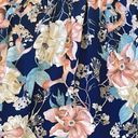 Peach Love California  Off Shoulder Floral Top Navy Cream Pink Medium LIKE NEW Photo 7