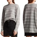 ALLSAINTS  Misty Crewneck Striped Pullover Sweater In Light Gray/Chalk White Photo 6