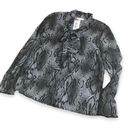 fab'rik Tulle Womens Blouse Size XS Tie Neck Bow Top Snakeskin Print NEW Photo 4