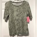 Isaac Mizrahi NWT  New York Pima Cotton Women’s Printed Elbow Sleeve Top Small Photo 1