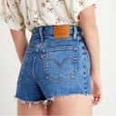 Levi's LEVI’S Ribcage Denim Shorts High Rise Button Fly Distressed Raw Hem Size 24 Photo 1