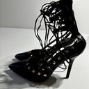 Wild Diva Lounge Studded Black Strappy Heels size 10 Brand New Photo 2