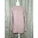 Charter Club 🌸  Asymmetrical Mock Neck Pastel Pink Ribbed Stripe Knit Sweater Photo 1