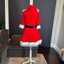 ma*rs Short Red Hooded Dress White Faux Fur Trim  Claus Santa Christmas Size L Photo 3