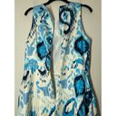Donna Morgan  Sleeveless Fit Flare Dress Knee Length Blue Batik Print 8 Pockets Photo 2