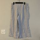 J.Jill  Love Linen Pants Medium Blue White Cropped Wide Leg Striped Nautical Photo 1