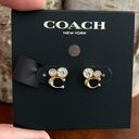 Coach NWT  Signature C Crystal Stud Earrings Gold Classic Basic Chic Photo 0