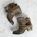 FREEBIRD by Steven Freebird • Casey Ankle Bootie brown distressed leather Waxed Olive short western Photo 0