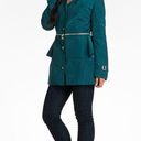 Betsey Johnson Teal Green 2-in-1 Convertible Zip Anorak Peplum Raincoat Hooded Jacket $200 EUC M Photo 0