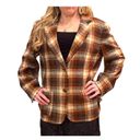 American Vintage Vintage Plaid Wool Blend Blazer Ladies Size MED Brown Earth Tones MED Photo 2