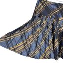 São Paulo Midnight Blue Metallic Satin Plaid Pleated Circle Skirt Size M Photo 2