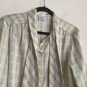 Vintage koret yellow career office work button brown blouse shirt Size L Photo 3