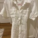 ZARA White Linen Button Down Collared Dress Photo 3