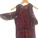 Alexis  Midi Lace Overlay Cut Out Dress Burgundy Purple Size M Photo 3