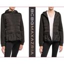 BCBGMAXAZRIA  Peplum Jacket Activewear Hooded Full zip Black M NEW Photo 1