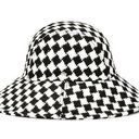 Lele Sadoughi  Checkered Sun Bucket Hat in Jet White New Womens Cap Photo 0