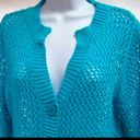 Coldwater Creek  cardigan sweater crochet  blue open see through Size S Photo 2