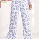 SheIn Purple Floral White Denim High Waisted Pants Size L Photo 0