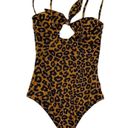 Beach Riot  Mia One Piece Swimsuit Brown Leopard Knot Ties Cutout NWOT Xsmall Photo 2