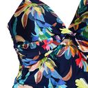 La Blanca  Sz 16 Tropical Multi Color Twist Keyhole Ruched By The Sea Swimsuit Photo 3