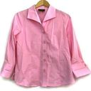 Foxcroft  Wrinkle Fitted Button Down Solid Bright Pink 3/4 Sleeve Work PETITE 6P Photo 0