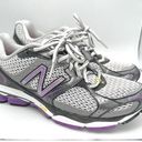 New Balance  sneaker women's running shoe sz 7.5 gray, wht , purple 1080v2 Photo 0