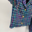 Doncaster Vintage 80s  Silk Multicolored Crop Blazer Size 6 Statement Gold Button Photo 4