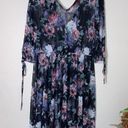 Bongo  Floral Print Rose V Neck Open Sheer Dress Swimsuit Cover Up Beach Photo 3