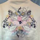 Disney  Alice in Wonderland Cream Embroidered Zip Up Bomber Jacket- Large Photo 5