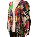 Joseph Ribkoff  sheer open front floral shawl tassel coverup shrug size 8/Medium Photo 3