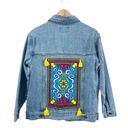 Disney Oh My  Womens XS Aladdin Denim Trucker Jacket Genie Blanket Magic Carpet Photo 1