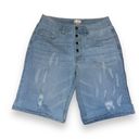 Venus Buttonfly Distressed Denim Bermuda Shorts Photo 0