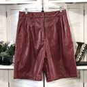 Bermuda Vintage Y2K burgundy oxblood vegan leather pleated high rise  shorts sz S Photo 0