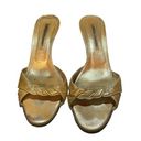 Manolo Blahnik  GOLD LEATHER TWIST HEELED SANDALS Photo 0