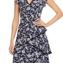 Adrianna Papell  Dress Ditsy Navy Ivory Petunia Tiered Cap Sleeve Dress Size 4 Photo 11