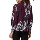 Natori  Purple Floral Neck Tie Button Down Blouse Photo 1