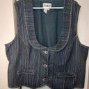 Ami Dark Blue Denim Pinstripe Vest Size 3X Vintage Western Boho Twee Y2K Preppy Photo 0