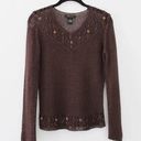 BCBGMAXAZRIA Vintage Y2K Crochet Knit Beaded Sweater Photo 2