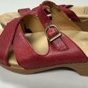 Dansko  Red Leather Platform Slip On Sandals Comfort Shoes Womens 40 Mule Heels Photo 6