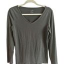 J.Jill  Satin Stitch Black V-Neck Long Sleeve Tee - Women's Small Photo 0