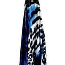 Cache  Evening Maxi Dress Plunging V Zebra Print Sleeveless Elegant Blue Black 10 Photo 0