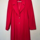 Ellen Tracy Linda Allard  Cherry Red Wool Cashmere Two Button Long Pea Coat Sz 6 Photo 0