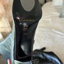 Gianni Bini  Women's 10M Mid Calf Heeled Bootie Smooth Black Leather Ankle Zip Photo 5