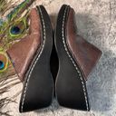 sbicca  of CA Womens Leather Mules sz 7.5 Heeled Slide Shoes Brown Boho Cottage Photo 2