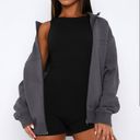 White Fox Boutique White Fox Grey Zip Up Sweatshirt Photo 1