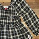 Tommy Hilfiger Tommy Jeans Womens Size Medium Plaid Peplum Smocked Top •Scoop Neck Long Sleeves Photo 13