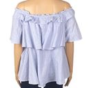 BeachLunchLounge  light blue Cotton, on or off-the-shoulder blouse. Size XL. EUC Photo 6